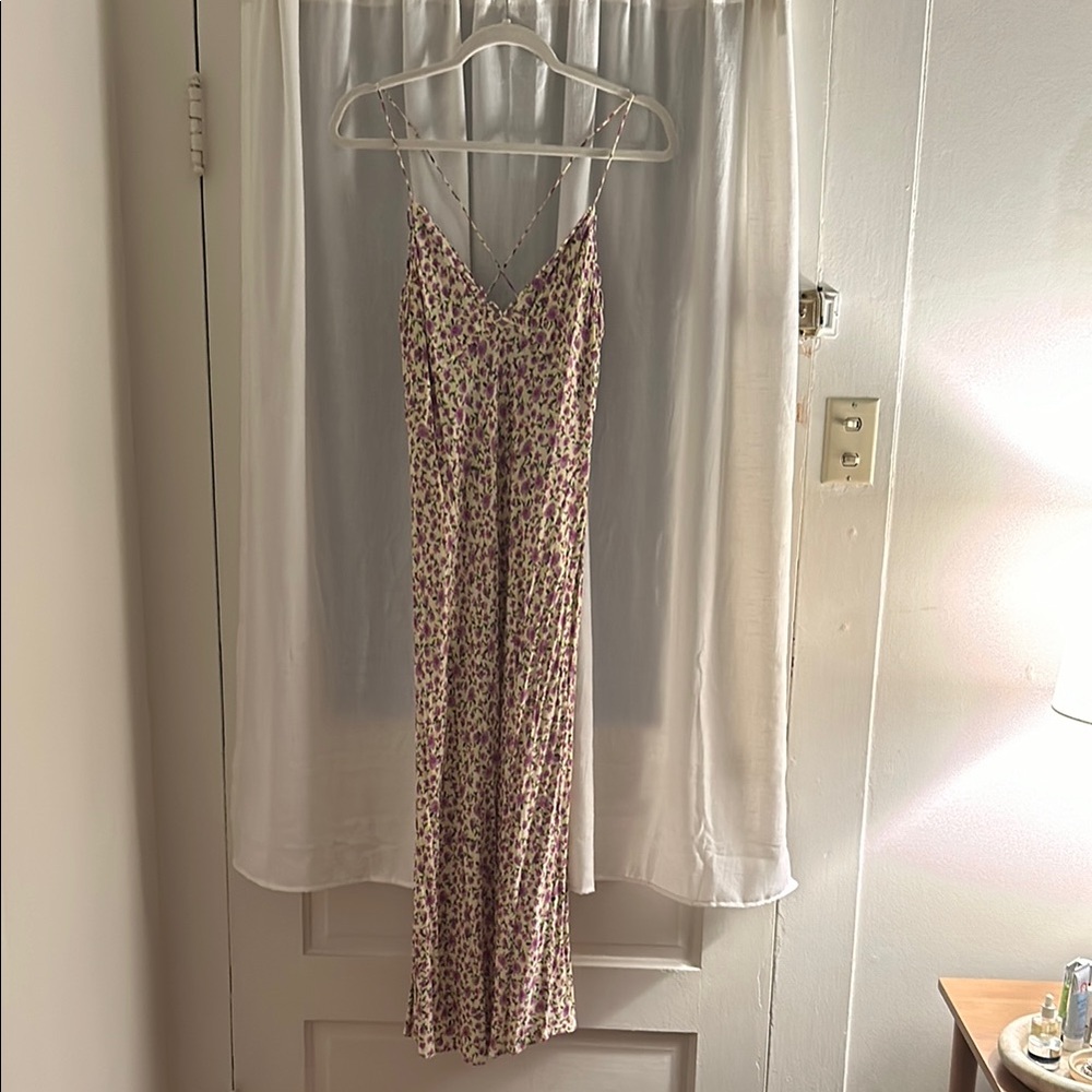 Zara Floral Midi Dress - Purple and Cream